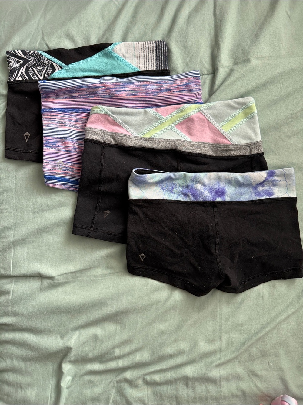 Ivivva Girls Black Athletic Shorts with Multicolor Fold-Over Waists